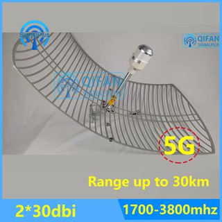 2×30dbi 1700-3800mhz Parabolic antenna 3G 4G antenna Grid antenna point to point grid directional Antenna External 48dBi include feed MIMO free shipping (1)