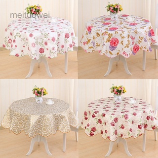 meituo Waterproof Tablecloth Wipe Clean Vinyl PVC Floral Table Cloth Dining Kitchen Table Cover Round