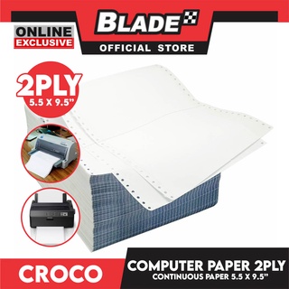 Croco Computer Forms 5.5 x 9 1/2'' (2PLY) 1Box Continuous Computer Paper Carbonless Double Ply 1000