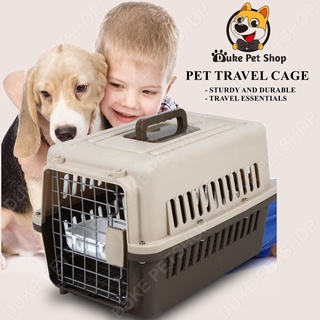 【Spot goods】✇Pet carrier travel cage dog cat crates airline approved W/ Free Tray And Bowl
