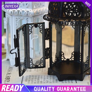 Vintage Candle Lantern Tealight Candle Holder Windproof Candlestick Coffee Cafe Bar Tabletop Centerpieces