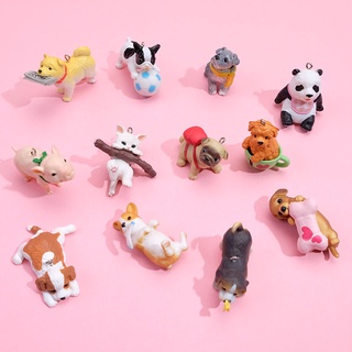 Cute Simulation Animal Keychain Puppy Cat Piggy Doll Keychain DIY Pendant Earring Accessories Micro Landscape