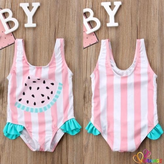 ❤TY-Newborn Kids Baby Girl Watermelon Striped Swimsuit Swimwear Swimming Bikini Beachwear