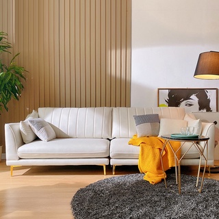 Leather Sofa Modern Minimalist Living Room Designer Internet Celebrity Furniture Ivory White Light L