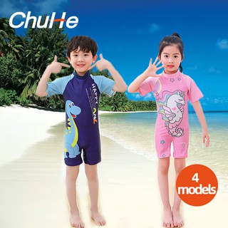 CHUHE Cartoon Swimsuit for kids Summer Girls Boys Floral Print One Piece Swimsuit 3~12 Years Old
