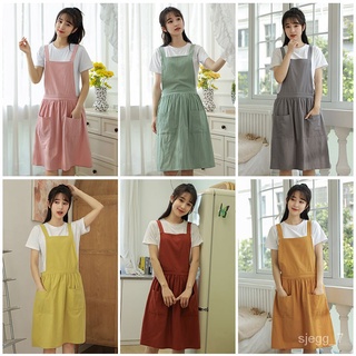 X.D Apron overalls bellyband Apron Household Kitchen Cooking Soft Pure Cotton Breathable2021New Wome