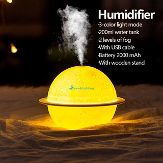 200ML Air Humidifier Moon Lamp Moonlight Humidifiers Night Light USB Charging Air Humidifier Mist Maker Heavy Fogger For Room
