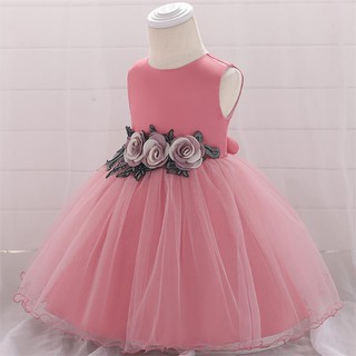 2021 Summer Newborn Clothing Infant Flower Lace Party Princess Dresses Wedding Dresses For Baby Girl