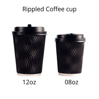 Coffee Paper Cup with Lid (50PCS) - Dual wall coffee paper cup / rippled paper cup