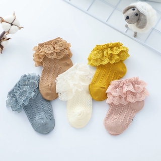 0-5 Years Korean Style Lovely Baby Newborn Girls Double Lace Cotton Socks