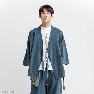 ✲✳Men Japanese Style Pure Color Cardigan Yukata Haori Streetwear Kimonos Loose Shirt