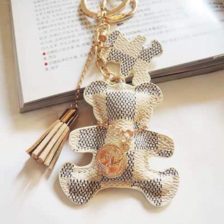 Charms & Twillies▣✤✆Cute checkerd Bear Keychain Pendant tassle bag charm Key ring fashion louisvuit