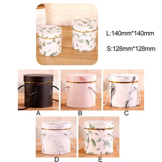 1Pcs Marble Romantic Round Flower Box Portable Small Flower Box With Rope Festive Party Supplies (2)