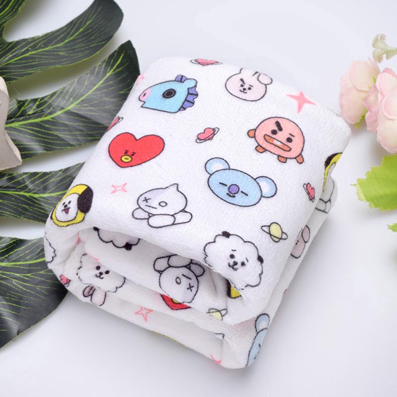 KPOP BTS BT21 Wipes Face Towel Cotton Towel Cute Fashion Water Wash Face Towel Pure Square Scarf