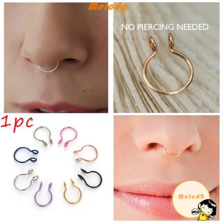 MELODG Stainless Steel No Piercing Needed Fake Nose Ring