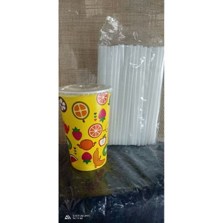 paper cup 16oz /22oz set with cover and bending straw 100 pcs