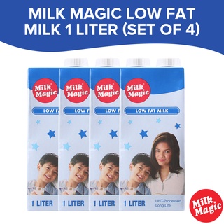 Milk Magic Low Fat Milk 1 Liter (Set of 4) - Nutritious Drink for Everyone Grocery Item