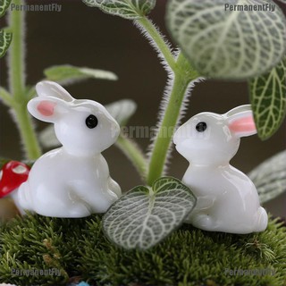 PermanentFly 2pcs Mini Rabbit Garden Ornament Miniature Figurine Plant Pot Fairy Garden Decor