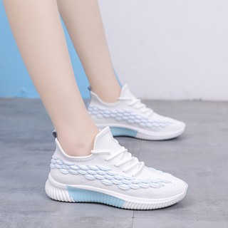 Women's Shoes Casual Breathable Sports Shoes Flying Woven Korean Soft-Soled Running Sneakers