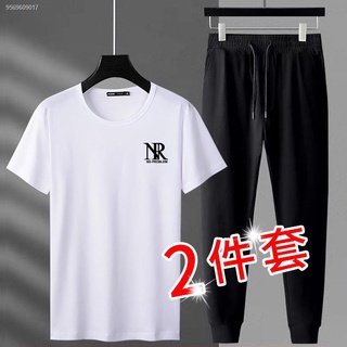 ✔Summer men s quick-drying sports suit ice silk men s casual suit young and middle-aged short-sleeve