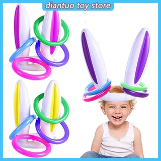 Inflatable Easter Bunny Rabbit Ears Hat Ring Toss Easter Kids Game Funny Toy Gift 2021