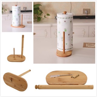Kitchen Tissue Holder Household Roll Paper Stand Kitchen Tool Bamboo Wood Paper Towel Holder (1)