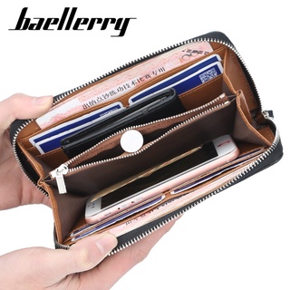 Men Bags❂New Baellerry Men PU Leather Functional Long Wallet Vintage Purse Male Money Pocket Pochett (3)