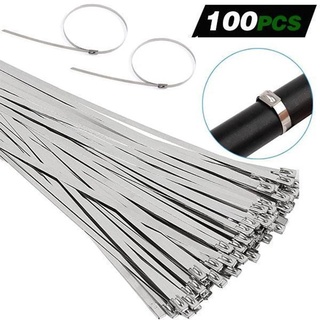 100pcs Metal Zip Ties Stainless Steel Cable twist Tie SS304 Multi-Purpose Exhaust Wrap Locking Ties 100/150/200/250/300/350mm