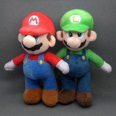 25cm Super Mario Bros LUIGI & MARIO Stuffed Toy Kids Gifts