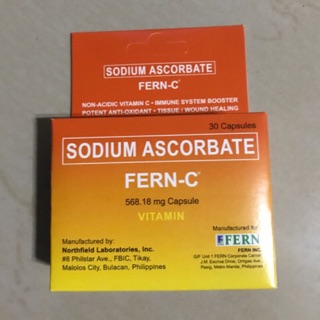FERN-C Non-Acidic Vitamin C Sodium Ascorbate 568.18mg 30 capsules