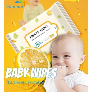 ♛▫10 Pieces Wet Wipes Baby Extractable Portable Small Pack Of Wet Wipes Ten Slices Disposable Cleani