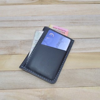 Slim wallet - Minimalist wallet - simple Black Genuine Leather Card wallet