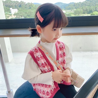 Hot sale☢✹Girls knitted vest 2021 autumn new style foreign children s sweater outer wear vest baby spring and autumn tops children s clothing