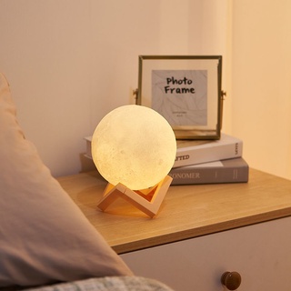 【In stock COD】Rechargeable 3D Print 8cm Moon Lamp Color Changing Night Light Home Decor