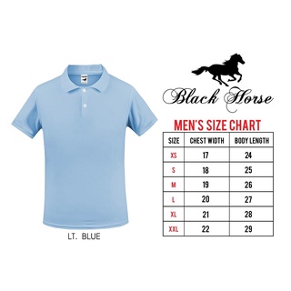✷☏T-Shirt Poloshirt Adult Plainshirt Unisex Black Horse (Light Blue)polo
