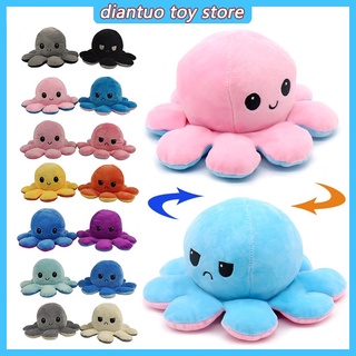 TIKTOK 20cm Reversible Octopus Doll Plush Toy Flip Mood Plushie Stuffed Toys Patung Sotong Bipolar TEETURTLE Octupus Soft Toy Double-sided Color Christmas Gift