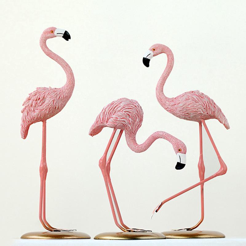 Resin Elegant Flamingo Figurine Desk Table Home Decor