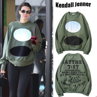 Kendall Jenner Jesus Foam Letters Round Neck Plus Velvet Sweater