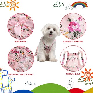 Dog Bowknot Floral Dress Pet Princess Dress Dog Sundress Dog Princess Dress Puppy Summer Dress (3)