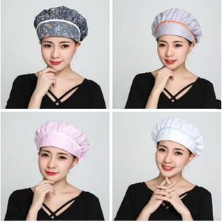 Chef hats men and women work hats kitchen dust-proof and smoke-proof cotton cloth hat mushroom hat food factory catering household