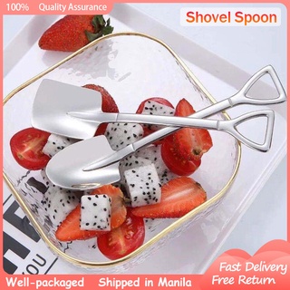 2PCS Coffee Spoon Set Retro Tip Shovel Flat Shovel for Creative Tea-spoon Ice Cream Watermelon Spoon