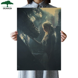 DLKKLB Game of Thrones Poster Vintage Kraft Paper Classic TV Series Poster Bar Cafe Decorative Wall Sticker 50.5X35cm