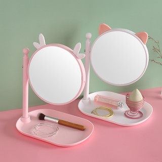handbag ▲Cute Cat Ears Bunny Desk Vanity Mirror Orgnizer Tray♧