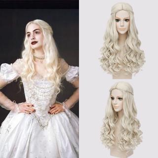 Alice in Wonderland White Queen Cosplay Wig Wavy Long Braid Styled Hair Heat Resistance Fiber