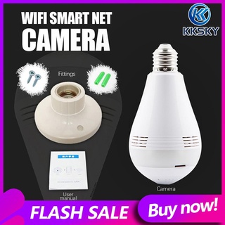 ☃☎∈IP Camera Wireless WIFI Network Security Home Monitor CCTV 360° Panoramic Light Bulb C (5)