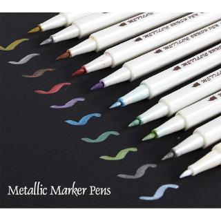 6/10 Colors Metallic Marker Pen DIY Scrapbooking Crafts Soft Brush Pen Art Marker Pen for Stationery School Supplies