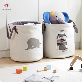 【RPH】Washing Dirty Clothes Laundry Basket Canvas Baby Toy Hamper Bin Storage Bag Box