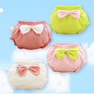 Baby Toddler Girl Cotton Cute Breathable Soft Solid Print Underwear Panties Briefs with Bowknot