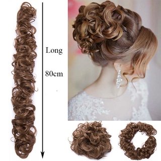 Synthetic Donut Bun | Messy Hair Bun, Crinkle Hair Bun, Rubber Headband, Hairpiece Updo Chignon and Donut Roll DIY Wig