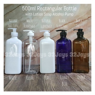 Plastic Rectangular 500ml Pump for Lotion Soap Alcohol Sauce Rectangle Empty Bottle 32Jays